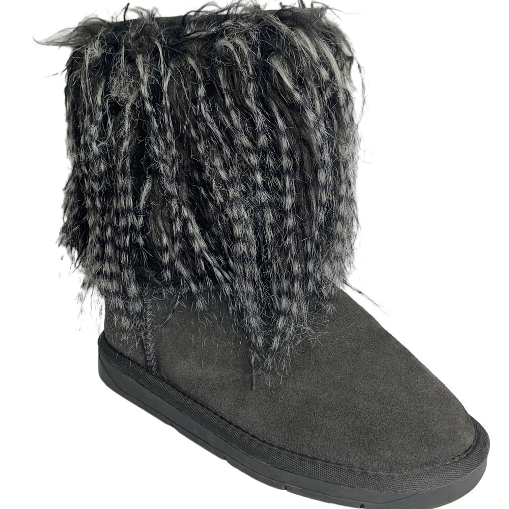 Ugg Gray Himalaya Ankle Boots Booties Size 6 Faux Fur Lined Pre Owned Like New